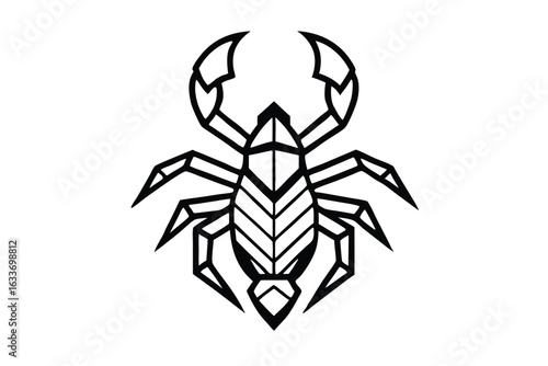 Isolated scorpion with strong pincers and geometric lines creates an eyecatching insect portrayal