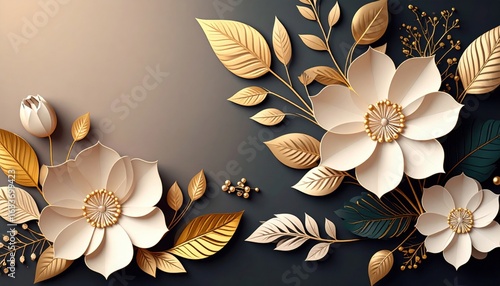 Elegant floral arrangement artwork contemporary design studio digital art minimalist style close-up view beauty and nature concept