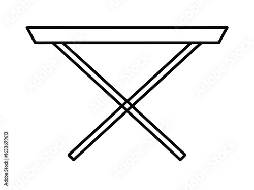 Simple line art illustration of a foldable table for easy assembly and storage