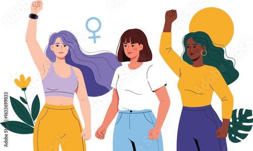 Diverse women empowerment illustration feminist vector design