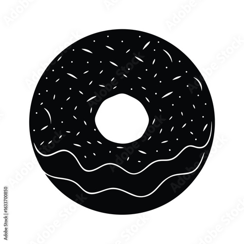 donut, silhouette, sweet, pastry, dessert, round, baked, glazed, treat, sugar,