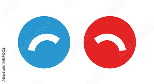 Accept or decline icons showing choices in blue and red circles offering options and decisions