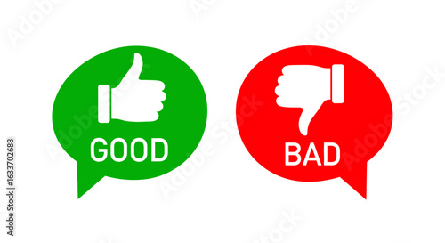 Good or bad feedback icons, perfect for rating or review system designs and customer satisfaction surveys