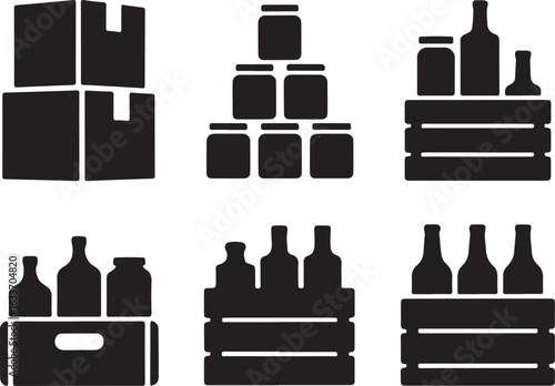 Boxes jars bottles crates packaging