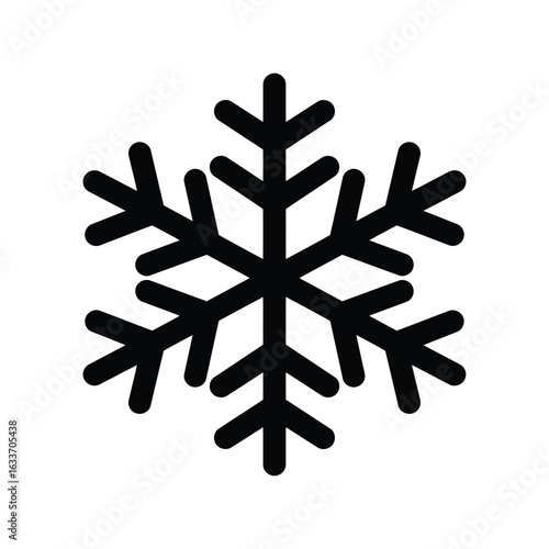 Black snowflake icon vector illustration winter symbol cold weather icon frost graphic isolated on white background