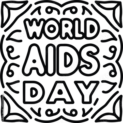 World aids day awareness typography design featuring red ribbon symbolism and awareness messaging for t shirt applications isolated on transparent background