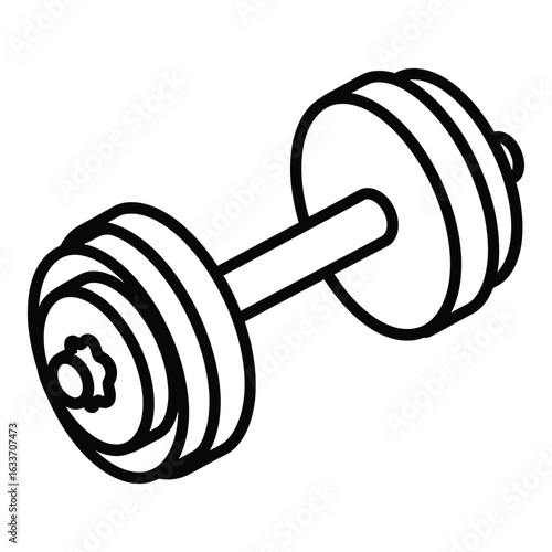 Dumbbell outline for exercise and weight training isolated on white background representing fitness and strength training for a healthy lifestyle