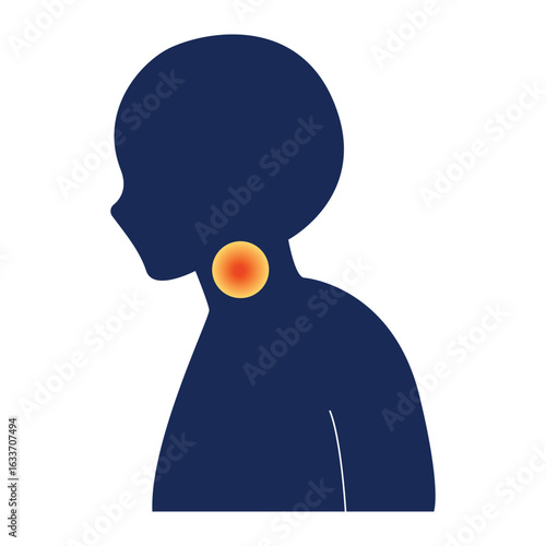 Sore throat silhouette for illustration, package, sickness and medical