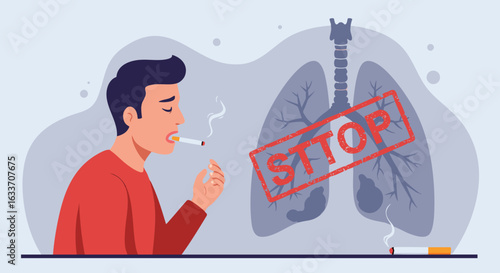 Stop smoking concept lung damage health awareness