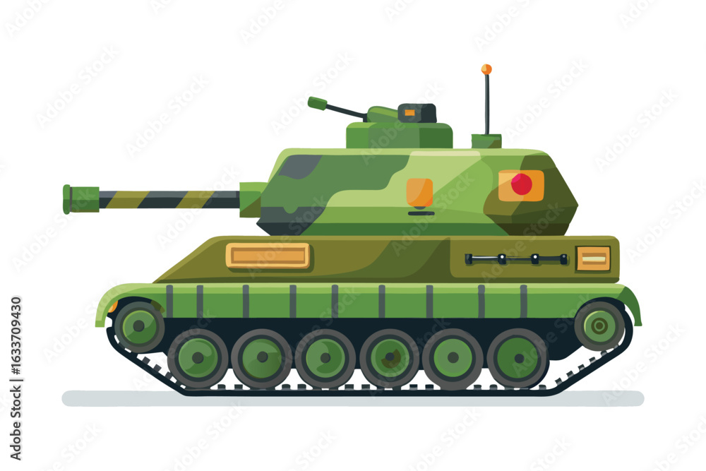 Fototapeta premium Modern military tank vector illustration on white background