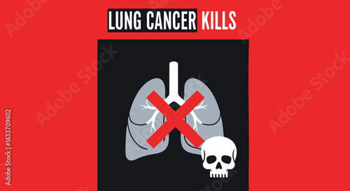 Lung Cancer Kills Health Warning Medical Illustration