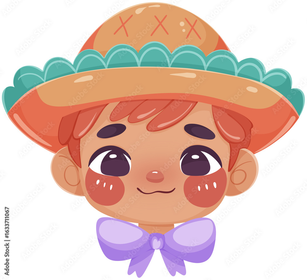 Obraz premium Cute child wearing a colorful sombrero and bow tie.