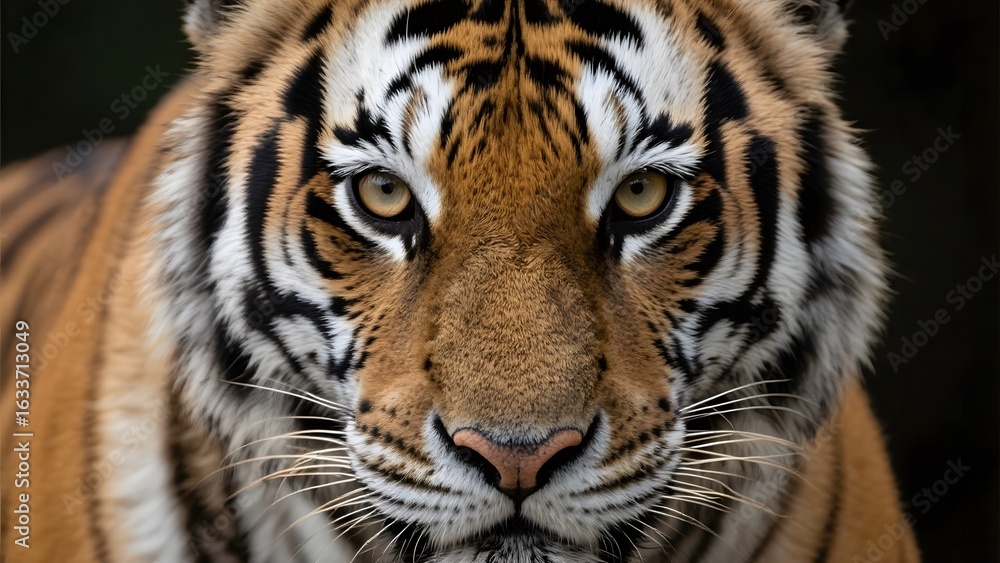 Naklejka premium Close-up Portrait of a Tiger with Intense Eyes