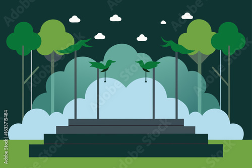 cloud forest canopy stage mist birds view