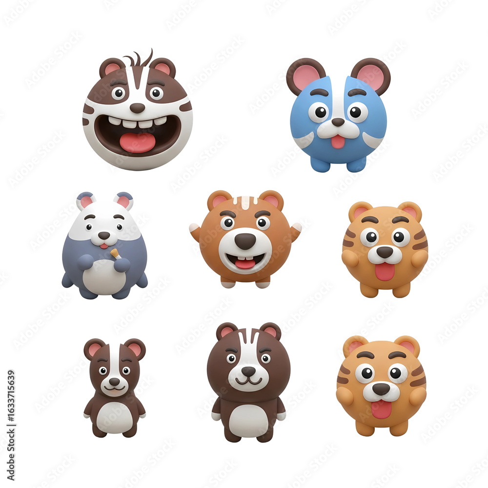 Fototapeta premium ICON SET FUNNY ANIMAL PNG