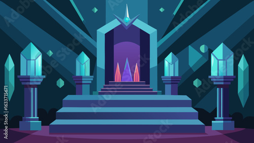 fantasy throne room stage crystal pillars