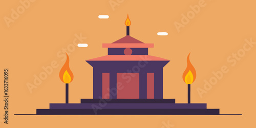 peaceful temple shrine stage incense trails