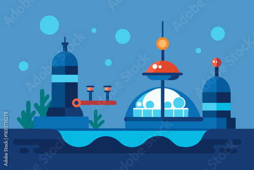 sci fi underwater lab stage observation dome
