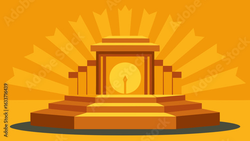 sun temple golden light rays stage