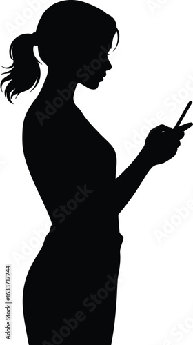 Woman silhouette holding a stylus female