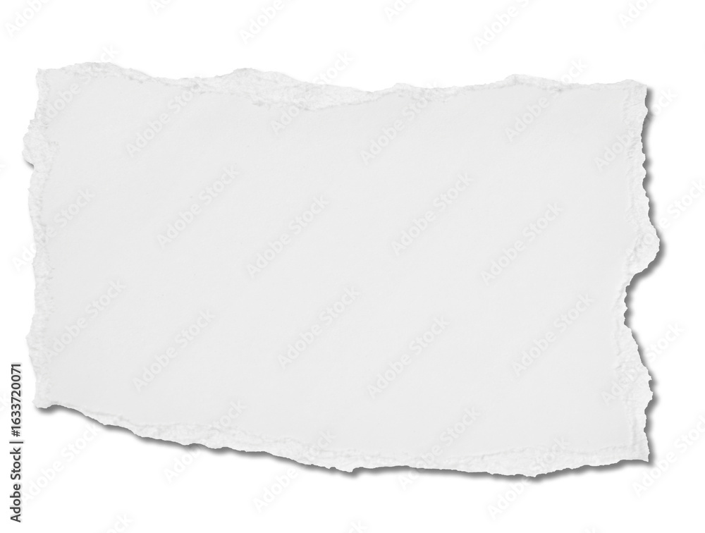 Obraz premium close up of a ripped piece of note paper on white background