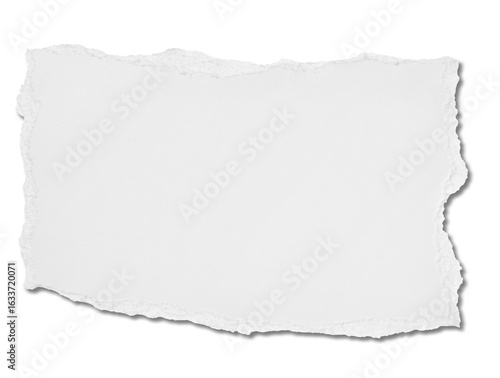 close up of  a ripped piece of note paper on white background