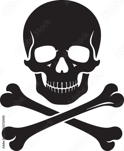 Crossbones and skull death flat vector icon for apps and games