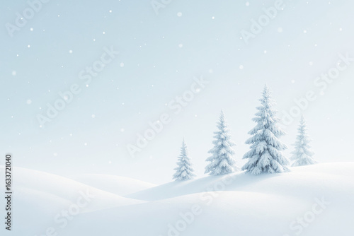 Wallpaper Mural Snow-covered landscape featuring evergreen trees under a clear sky during winter, creating a serene and peaceful atmosphere Torontodigital.ca
