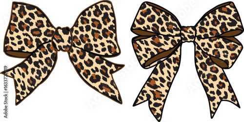Leopard print bow vector illustration.
