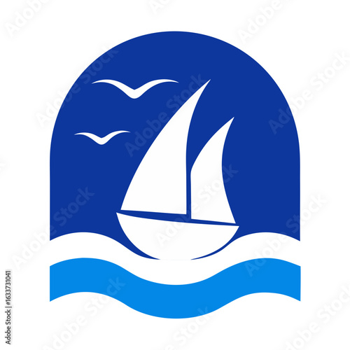 Sailing boat on blue sea