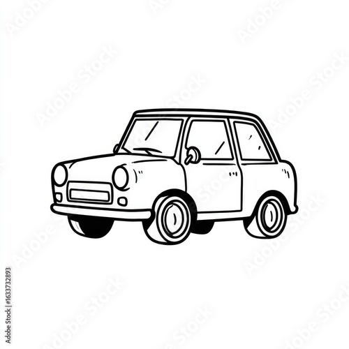 Simple black line drawing of a vintage car