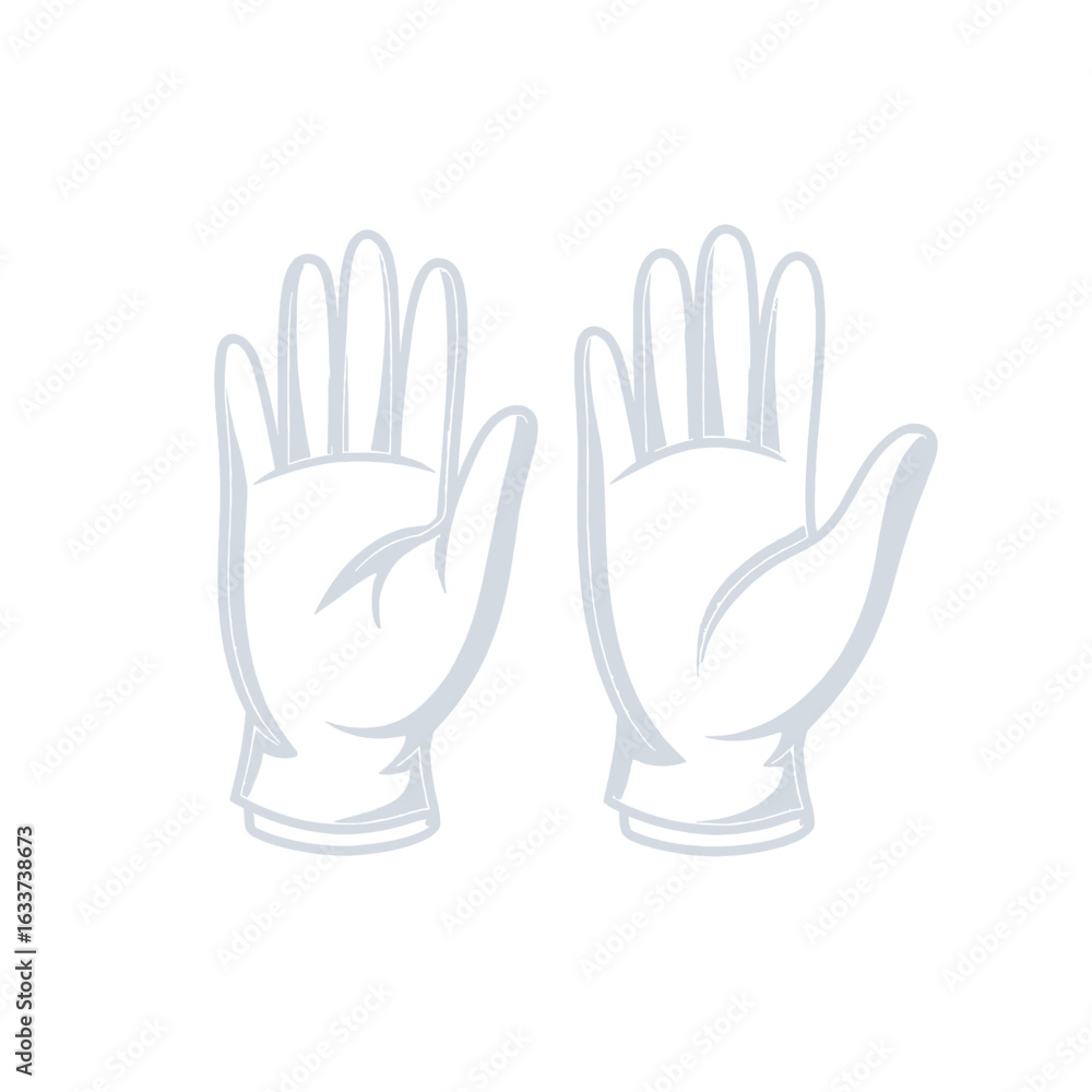 Obraz premium Clean Minimalist Illustration: Two Hands in Light Grey Gloves, Open Palms Upward