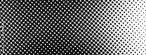 Halftone dotted gradient. Screen tone bg. Black pixel speckle wave background. Noise effect comic patern. Retro grain dust overlay. Dot grid print banner bg. Grungy faded dirty screentone template