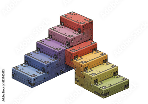 Wallpaper Mural カラフルな立方体構造、幾何学的な階段状デザイン、鮮やかなパステルカラー、三次元イラストレーション Torontodigital.ca