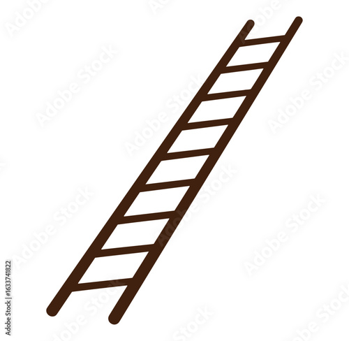 Brown wooden ladder isolated on white background simple icon vector illustration