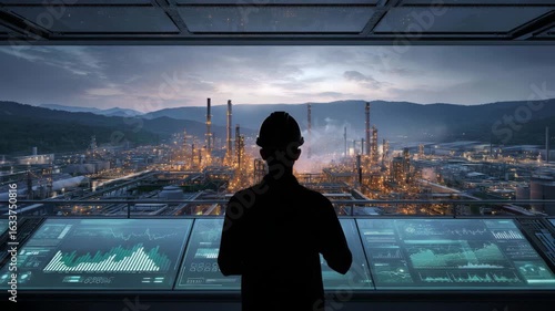 Wallpaper Mural Digital Control Panel Overlooking Industrial Plant Torontodigital.ca