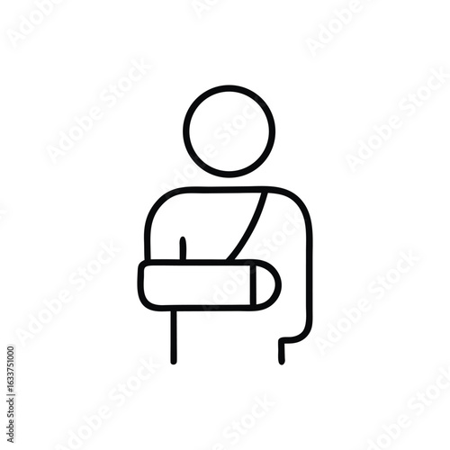 Stick Figure Illustration Depicting a Person with a Broken Arm and Supporting Sling Showing the Concept of an Injury