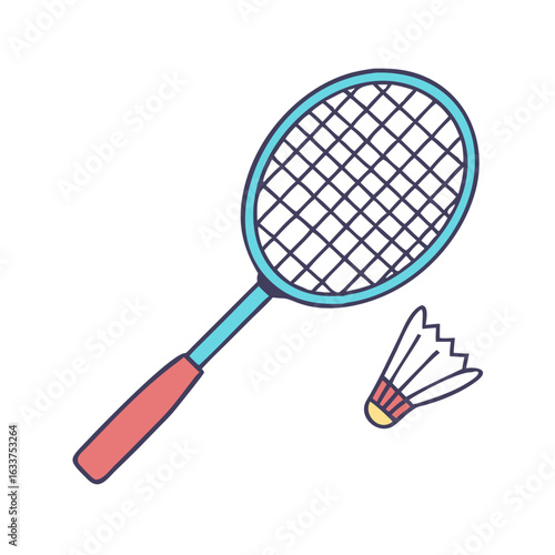 Stylized badminton racket and shuttlecock illustration perfect for active lifestyle content