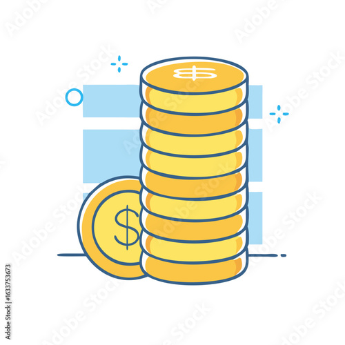 Stack of Coins Depicting Financial Growth and Economic Stability Illustration