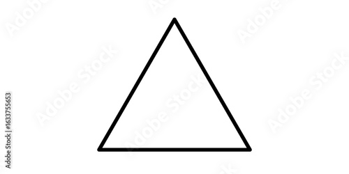 Equilateral triangle in mathematics. Up arrow triangle line vector icon.