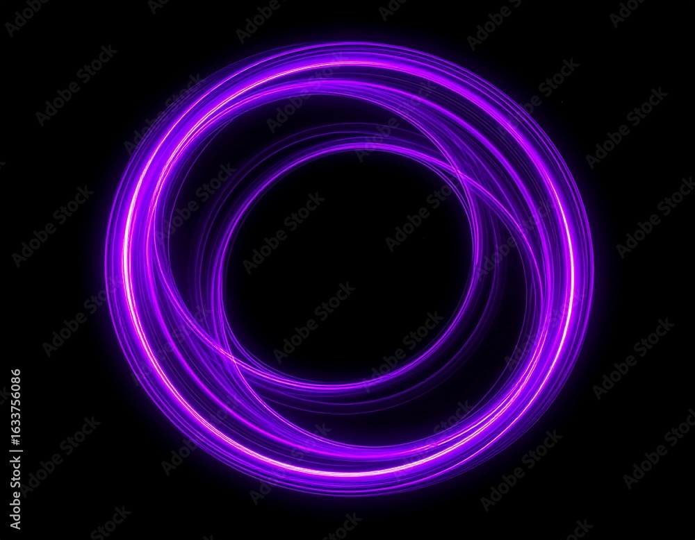 Glowing purple concentric circles on black background Glowing purple concentric circles on black background
