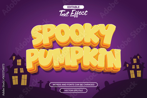 Spooky pumpkin editable text effect with 3d cartoon text style