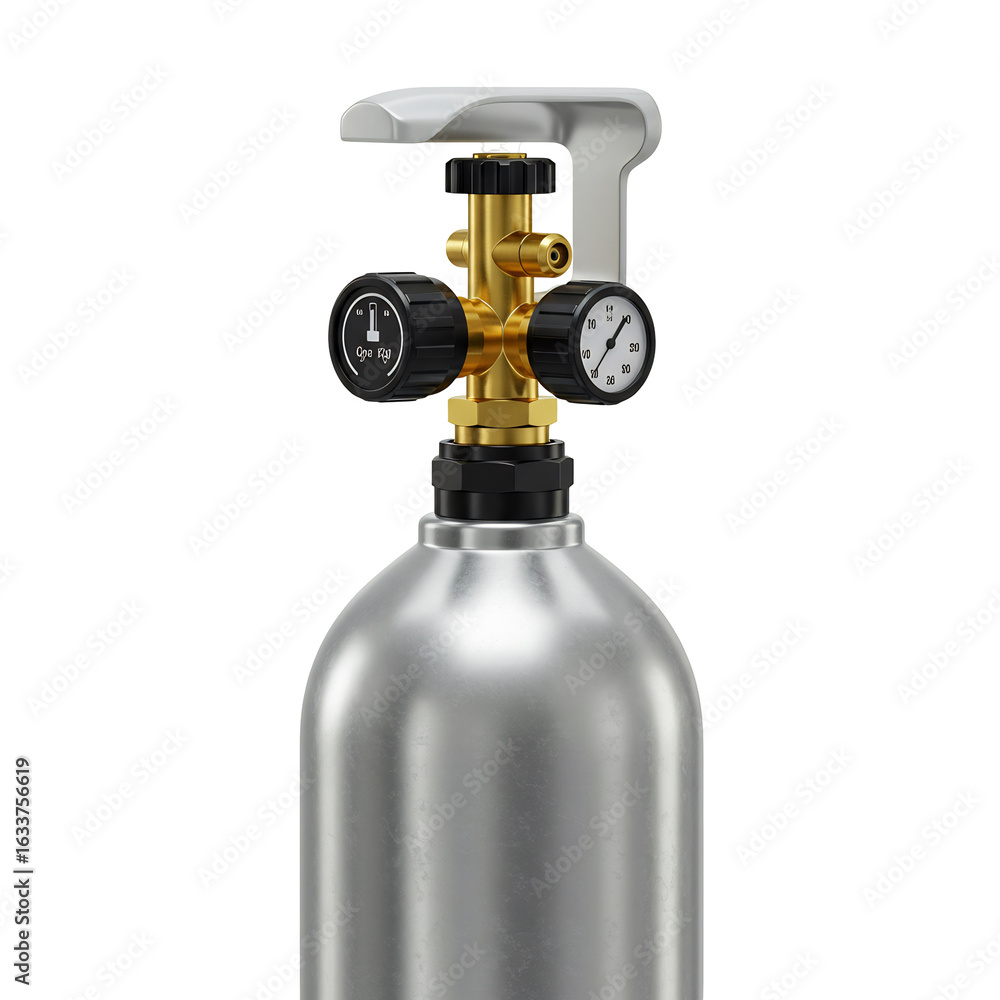 Obraz premium きらめく金属の圧力容器、精密な計器が輝く様子