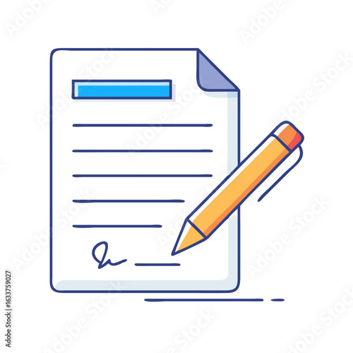 Document with signature and pen representing business contract and legal paperwork