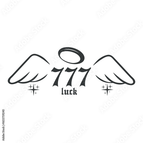Angelic 777 Luck, Halo, and Wings Symbol