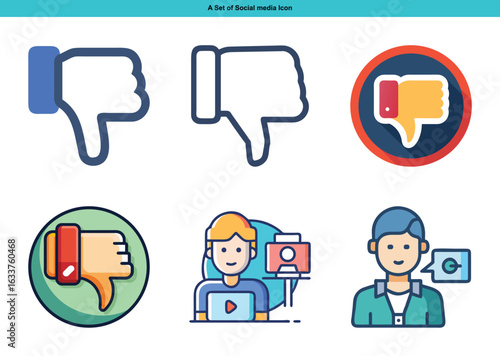 A Collection of Vector Social Media Icons for Negative Feedback and Content Creation