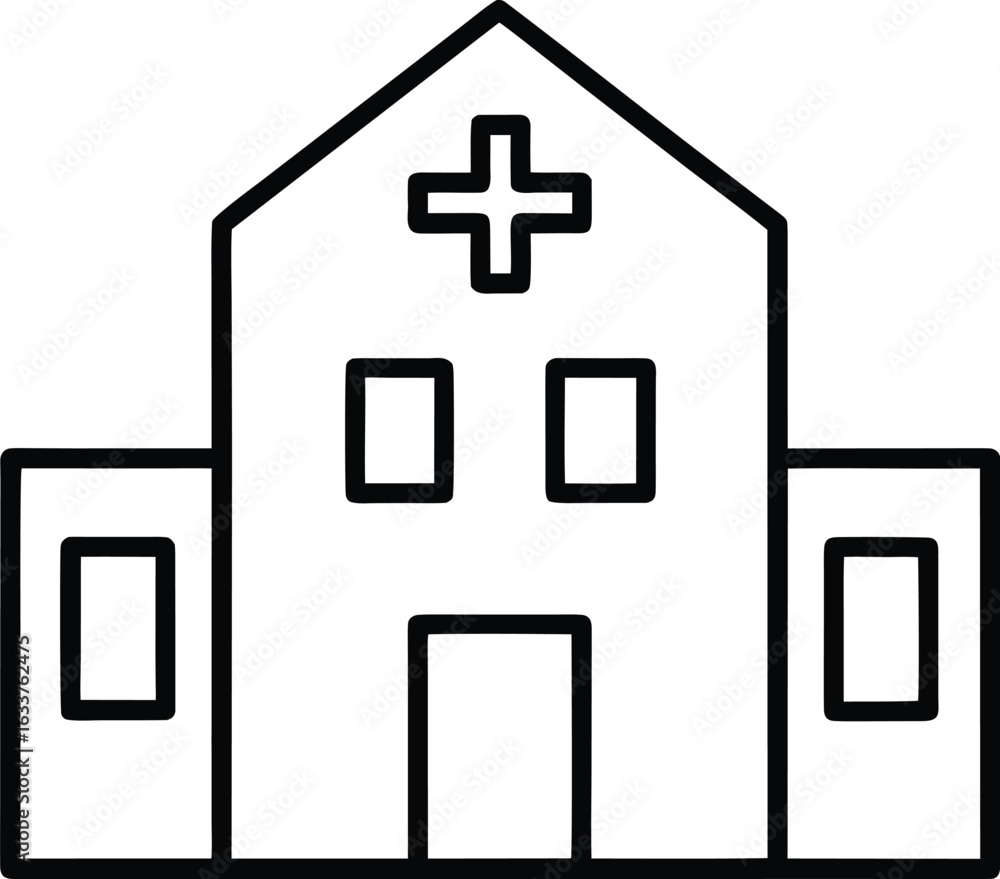 Obraz premium Hospital building outline icon silhouette isolated on transparent background