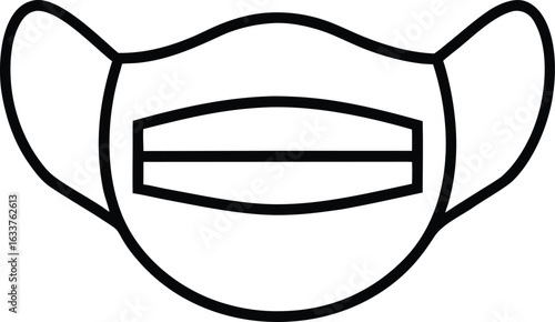 Medical mask silhouette icon clean line art isolated on transparent background