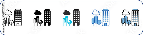 Urbanization Icon Pack Multistyle Illustration