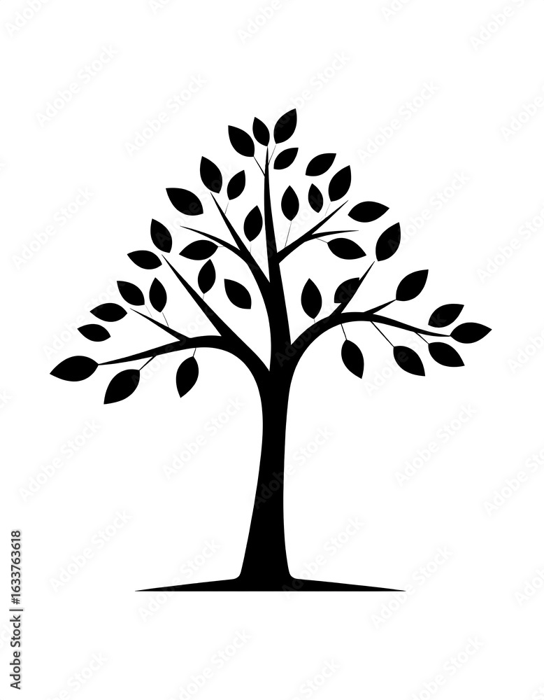 Obraz premium Simple black tree silhouette
